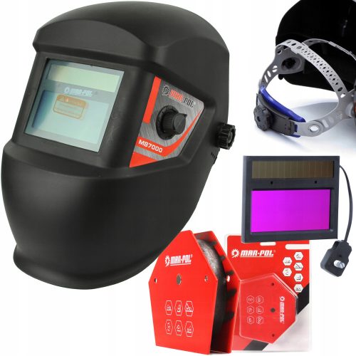 MAR-POL Schweißhelm mit automatischer Verdunkelung, schwarz M87000 + silbernes Schutzglas