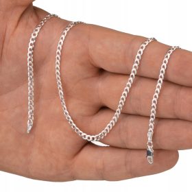  SILBERNE PANCER-KETTE 45 CM KETTE 3,4 MM 925