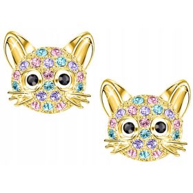  925 GOLD OHRRINGE FÜR EIN MÄDCHEN, GRAVIERTE KATZE