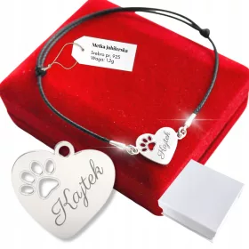    Pfotenarmband aus 925er Silber mit graviertem Namen der Hundekatze
