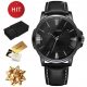  HERREN-LEDERUHR, SCHWARZ, LEDERARMBAND, GESCHENK FÜR DEN VATI DES FREUNDES