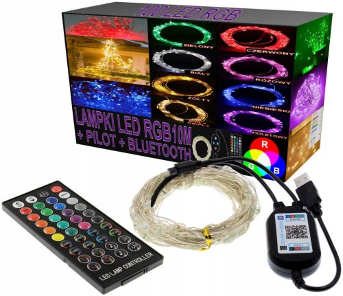 Lampen 10 m, 100 LEDs, RGB-Kabel, bunte USB-Fernbedienung