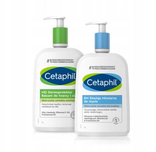 Cetaphil Pflegeset: Micellar Reinigungsemulsion & Dermoprotektor Balsam 1L