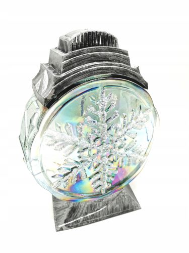 GROSSE KÜNSTLERISCHE WEIHNACHTSKERZE SCHNEEFLOCKE SILBER