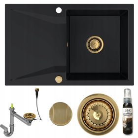 Hochwertiges OBSIDIAN 1KDO-Granit-Einzelbeckenspülbecken