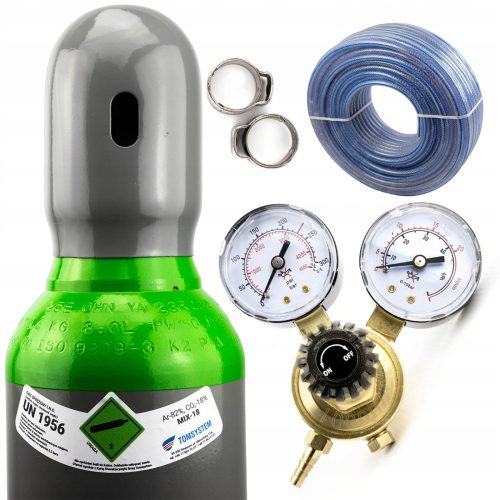 SET – 8L-ZYLINDER VOLLER ARGON/CO2-MISCHUNG + ZUBEHÖR