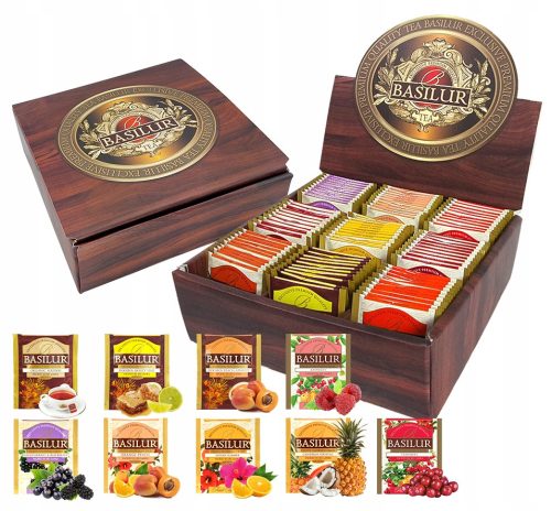  Früchtetee-Set - 9 GESCHMACKSRICHTUNGEN Basilur - Tee-Set als GESCHENK - 90-tlg.