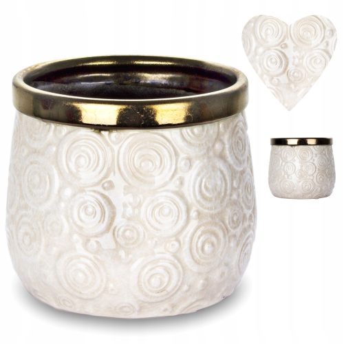  Duwen Blumentopf 14 cm x 14 x 13 cm Durchmesser 14 cm Keramik Creme, Gelb- und Goldtöne