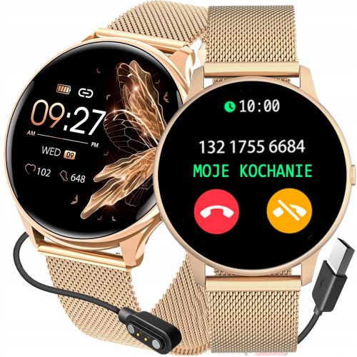  SMARTWATCH Uhr G.ROSSI SMS WhatsApp STEPS mit guter Batterie GOLD Geschenk