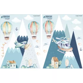  GROSSE Wandaufkleber für Jungen BERGE, FLUGZEUG