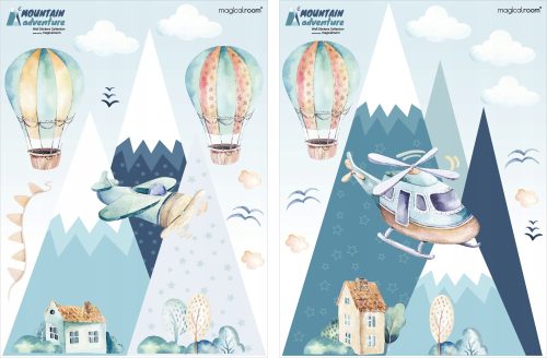  GROSSE Wandaufkleber für Jungen BERGE, FLUGZEUG