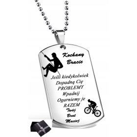    GESCHENK FÜR BRUDER HALSKETTE MIT GRAVIERTER ERKENNUNGSMARKE