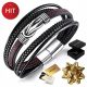  HERREN-LEDERARMBAND AUS SCHWARZEM TITAN MIT GRAVUR, GESCHENK FÜR DEN VATI DES FREUNDES