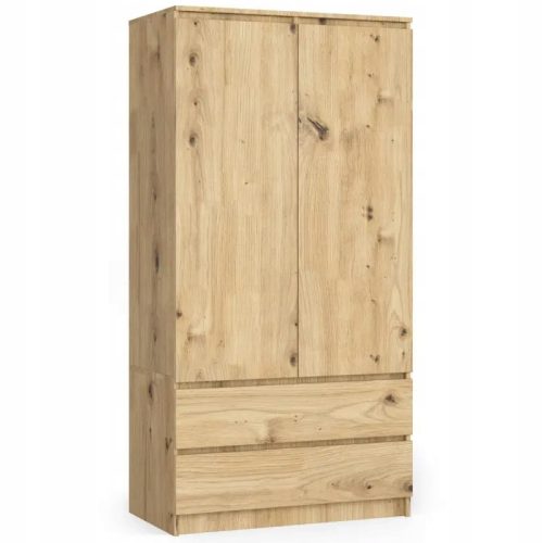  Kleiderschrank S 90 cm, 2 Türen, 2 Schubladen – Artisan-Eiche