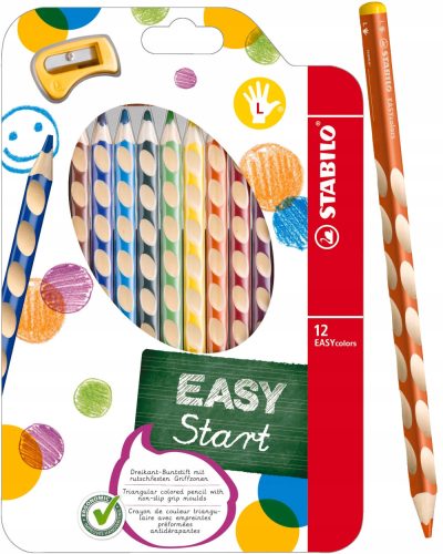  Stabilo Easycolors Bleistiftmalstifte für Linkshänder, 12 Farben