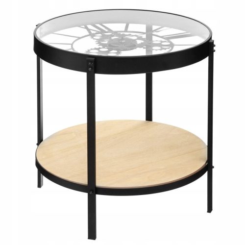  Atmosphera Tisch Runder Couchtisch 50 x 50 x 49 cm schwarz, Brauntöne, transparent
