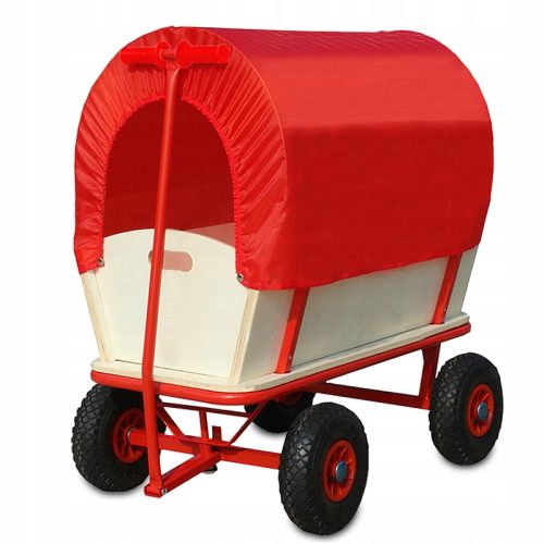  Gartentransportwagen aus Holz mit Vordach