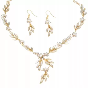  SCHMUCKSET Hochzeit OHRRINGE HALSKETTE Blätter