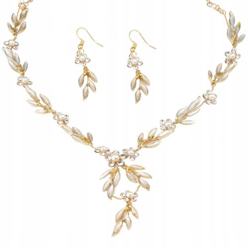  SCHMUCKSET Hochzeit OHRRINGE HALSKETTE Blätter