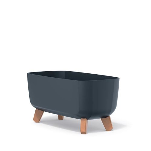  Prosperplast Blumentopf 39 cm x 19,5 x 18,7 cm, Kunststoff in Grau- und Silbertönen