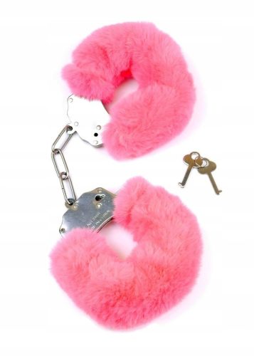 Coole, lustige Gadgets ENTZÜCKENDE ROSA HANDSCHELLEN AUS METALL MIT FELL