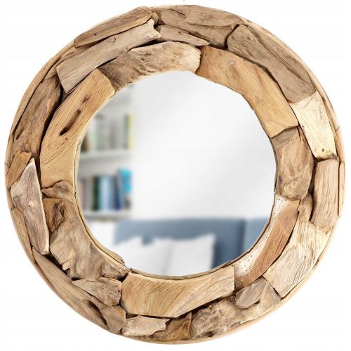  Runder Wandspiegel aus Holz mit Rahmen