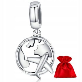  D914 Flugzeug-Charm-Anhängerperle aus 925er Silber