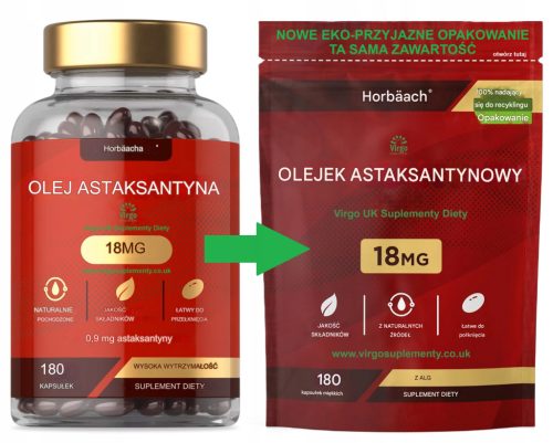 Astaxanthin Öl 18mg - 180 Weichgelkapseln von Horbaach: Starker Natürlicher Antioxidant