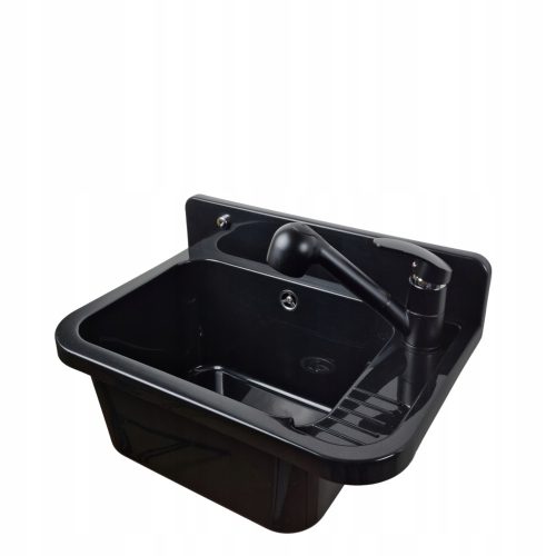 Brado Einzelwaschbecken Small Bowl Black ATUT Schwarzer Wasserhahn, schwarzes Polypropylen