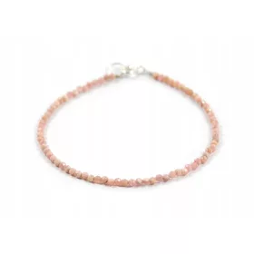  Natürliches Rhodochrosit-Armband, 2 mm, Silber
