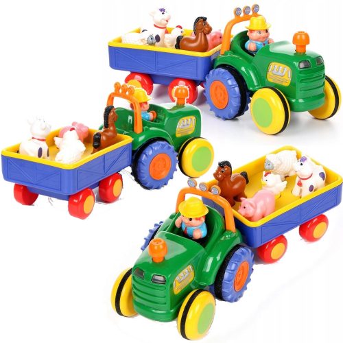  Dumel Traktor Bauer mit Anhänger und Tieren