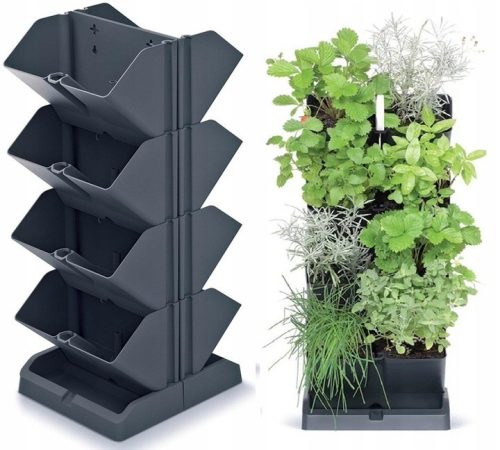 Prosperplast Blumentopf 20 cm x 12 x 48 cm Durchmesser 12 cm Kunststoff schwarz
