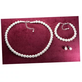  Weißes Jablonex-Schmuckset als Geschenk, 3-teilig
