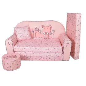  Fortisline Teddy Bear Sofa 100 x 160 cm, rosa Stoff