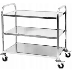 KELLNERSERVICEWAGEN AUS EDELSTAHL MIT 3 REGALEN