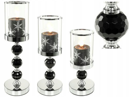  Glamour Kerzenhalter Laternen Chrom SCHWARZ Kristall