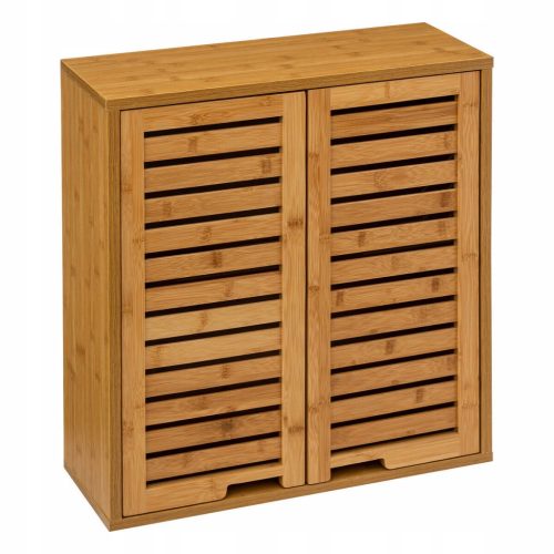  Wandhängender Badezimmerschrank aus Bambus, 58 x 51 cm