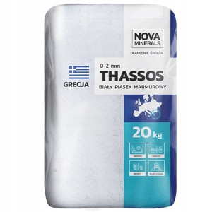  Weiße Thassos-Körnung 0–2 mm, 20 kg Nova Minerals Sand