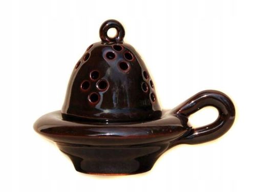 Räucherstäbchenhalter GLASIERTER BRAUNER TON-CURNER