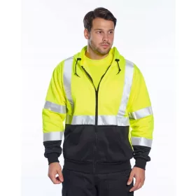 Kapuzenpullover mit hoher Sichtbarkeit, Schwarz, Gelb, 2XL