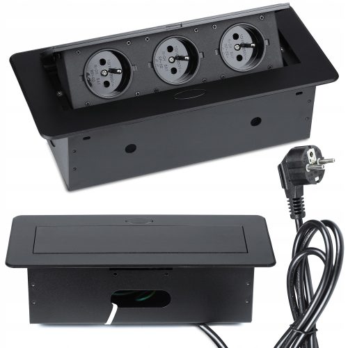 Steckdose, Interlook-Arbeitsplatten-Elektroleiste, schwarz