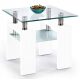  Elior Karis quadratischer Couchtisch 60 x 60 x 55 cm weiß, transparent