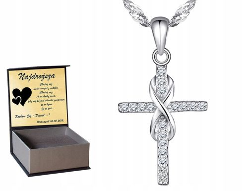  Infinity-Kreuz-Silber-Swarovski-Silberhalskette