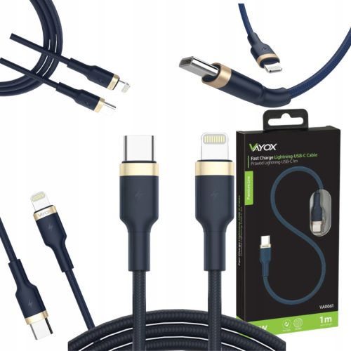  Vayox USB Typ C - Apple Lightning Kabel 1 m, Marineblau