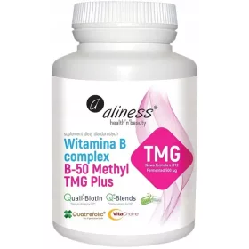   Aliness Vitamin B-Komplex B-50 Methyl TMG Plus, 100 Vege-Kapseln für Gesundheit & Energie