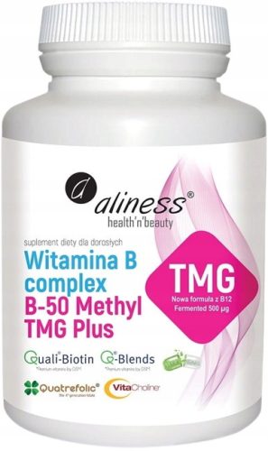 Aliness Vitamin B-Komplex B-50 Methyl TMG Plus, 100 Vege-Kapseln für Gesundheit & Energie