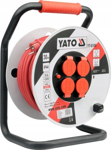  Yato-Rollenverlängerungskabel 30 m, 4 Stück, weiß