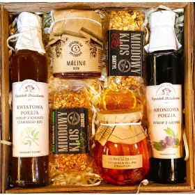  GESCHENKKORB-Marmeladen-Sirupe, Riegel, Zitronen
