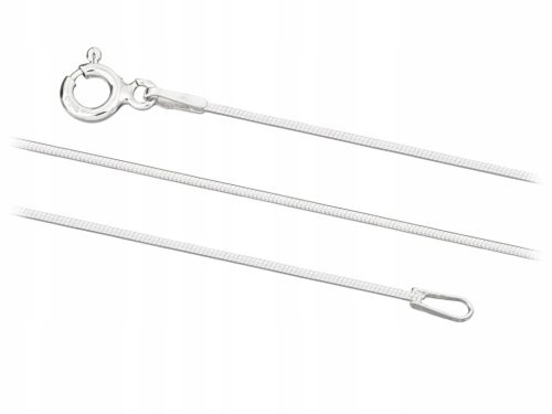  Achteckiger Damen-Halsband mit silbernem Kettenglied und silberner Schlange, 0,9 mm, 35 cm