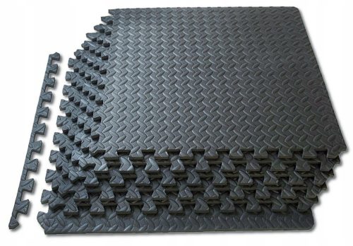  SCHUTZSCHAUMMATTE FÜR DEN BODEN, GARAGE-ÜBUNGSPUZZLE, SCHWARZ, 6 STK